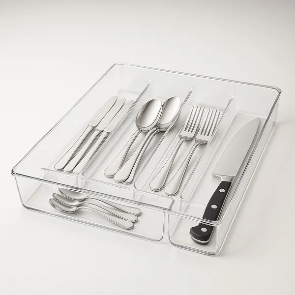 Organizador de Talheres para Gaveta com 5 Divisórias Multiuso para Cozinha Organizada