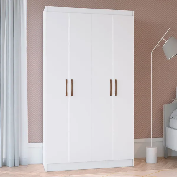 Guarda-Roupa Solteiro 4 Portas Lyon 8 Prateleiras 40467 Marrom