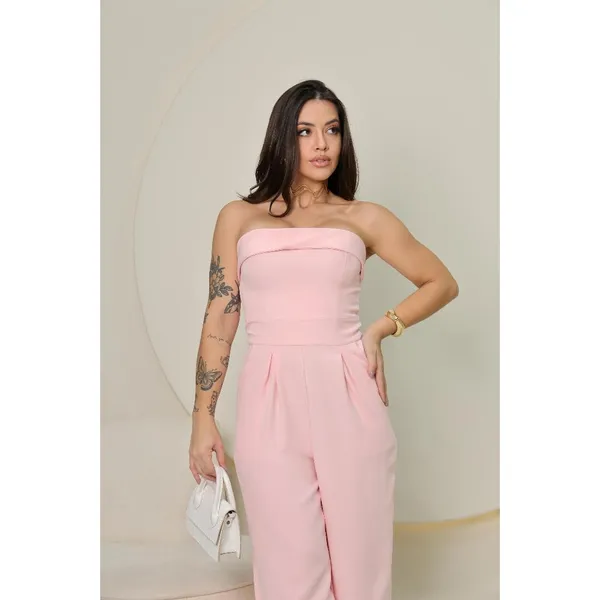 Macacão Feminino Pantalona Tomara Que Caia Alfaiataria Elegante Festa