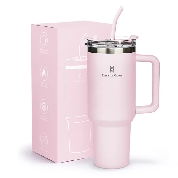 ROMANTIC CROWN Copo Termico de Aço Inoxidável com Tampa de Vedação e Tubo de Aço Inoxidável 600ml/1200ml