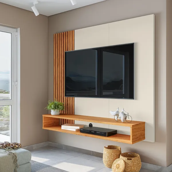 AJP Móveis Painel Para Tv Até 55 Polegadas Cairo Design Moderno Com Nicho Organizador