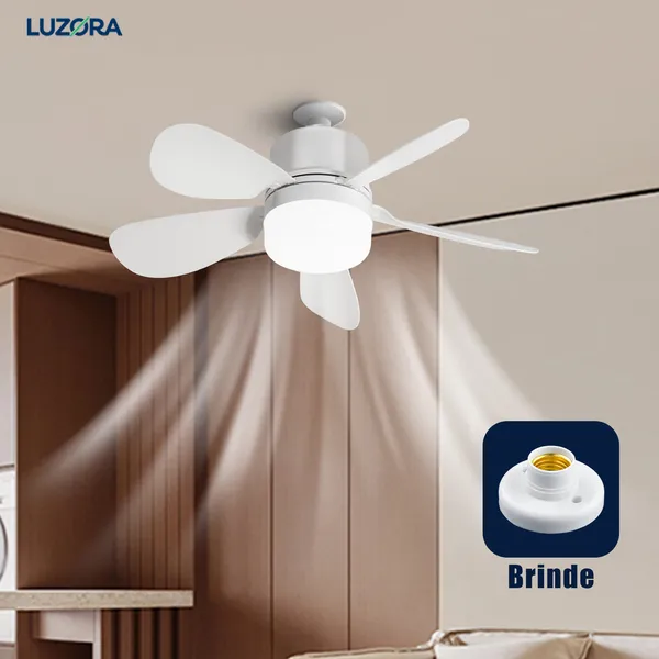 Ventilador de Teto com Luz Silencioso Controle Remoto Economica Instalação Fácil LED Bivolt E27