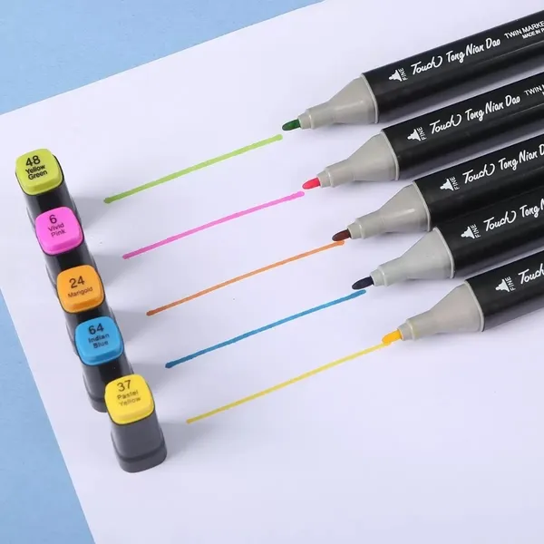 Canetas Marcadoras Marker Dupla Permanente Ponta Longa para Madeira, Cerâmica e Construção