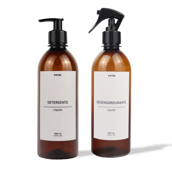 Kit detergente & desengordurante frasco âmbar 500 ml 2 pçs PATRA
