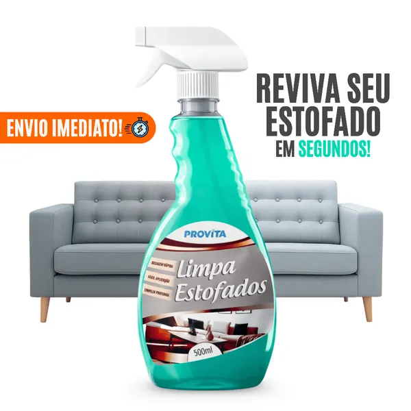 Limpa Estofados À Seco Spray Espuma Premium Perfumado Sofá, Banco e Poltrona Limpeza Profunda 500ml