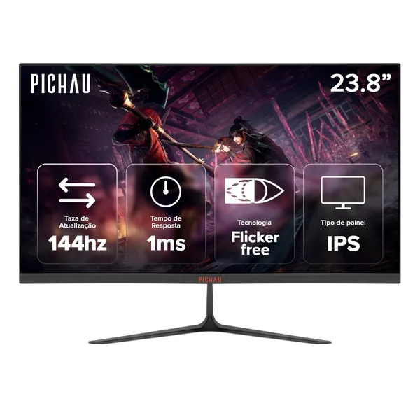 Monitor Gamer Pichau Athen V3 Neo, 23.8 Pol, IPS, FHD, 1ms, 144Hz, HDMI/VGA, PG-ATH24V3NEO-BL01
