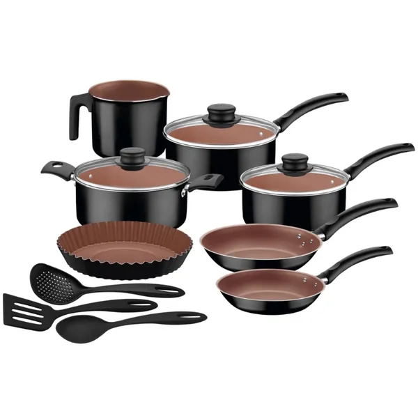 Jogo de Panelas Tramontina Turim em Alumínio  com Revestimento Interno em Starflon Max Preto 10 Peças