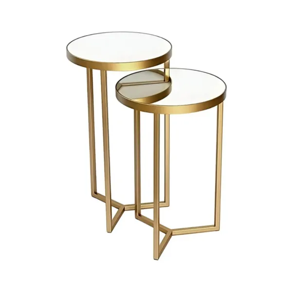 Conjunto De Mesas Lateral Aço Com Espelho Steel Glass Estilo Industrial