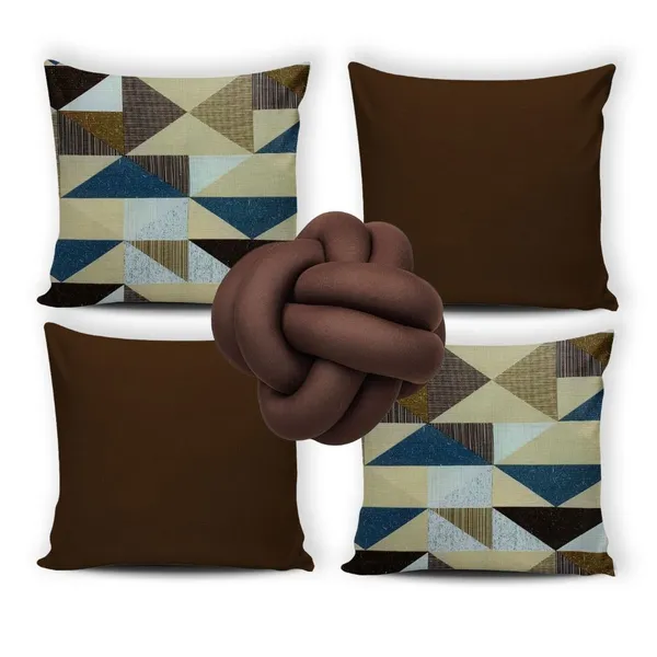 Kit 04 Capa De Almofada Decorativa + Nozinho Escandinavo Moderno Luxo