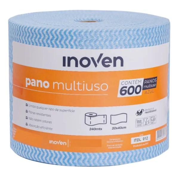Perfex Pano Multiuso Limpeza Rolo com 600 Unidades 20x40cm Inoven Bobina 240m