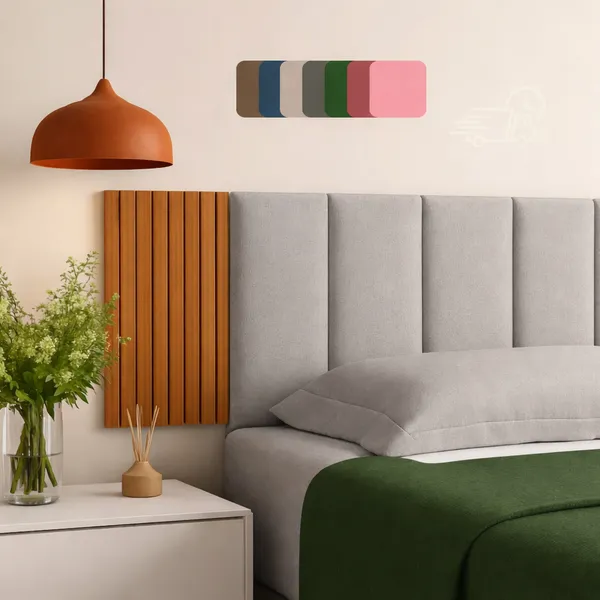 Kit 10 Peças Cabeceira Modular + Painel Ripado MDF Para Cama Box Casal King Queen - Envio Full