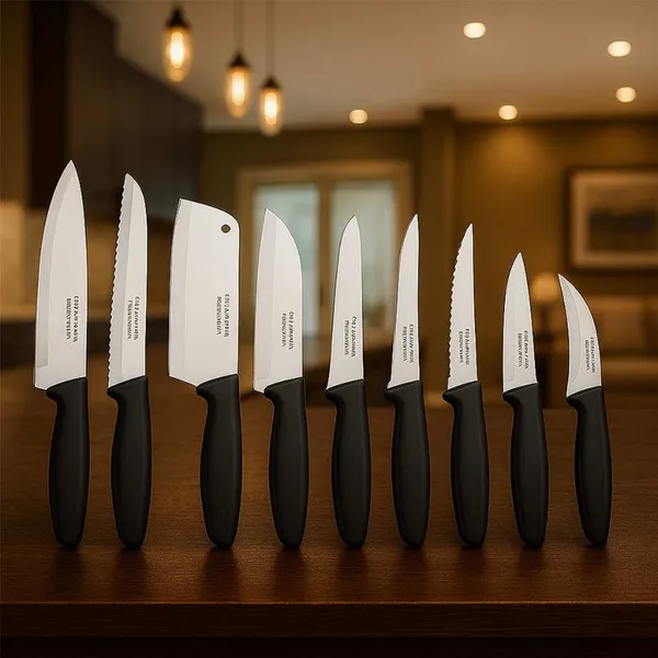 Jogo De Facas 9 Peças Plenus Sortidos  Laminas de Aço Inox