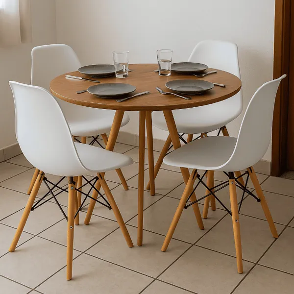 Mesa de Jantar 70x70 e 80x80 cm Sem Vidro - Branca/Mel