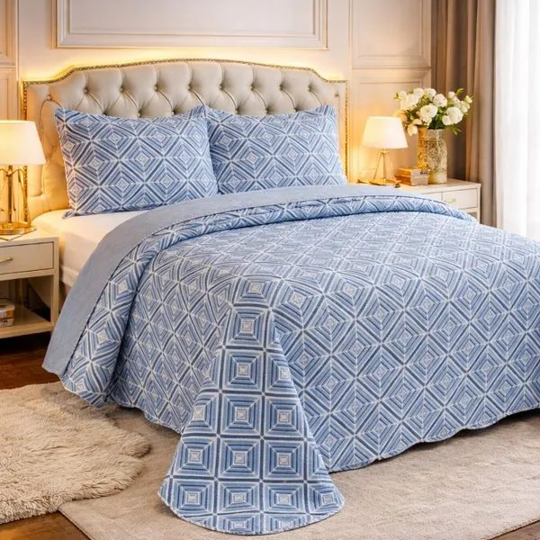 Cobre Leito Colcha Dupla Face Matelada Casal Queen King Kit Completo + 2 Porta Travesseiros