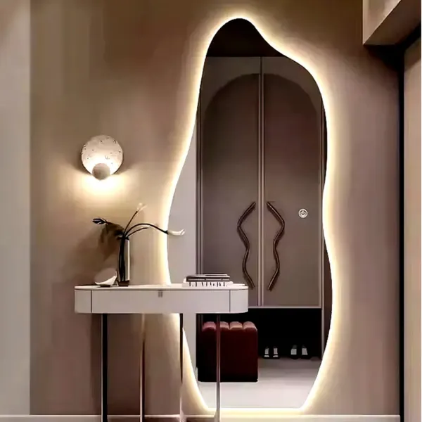Espelho Orgânico Led Grande Corpo Inteiro 150x60 Quarto Sala Loja Moldura Fria Quente 3000K 6500K