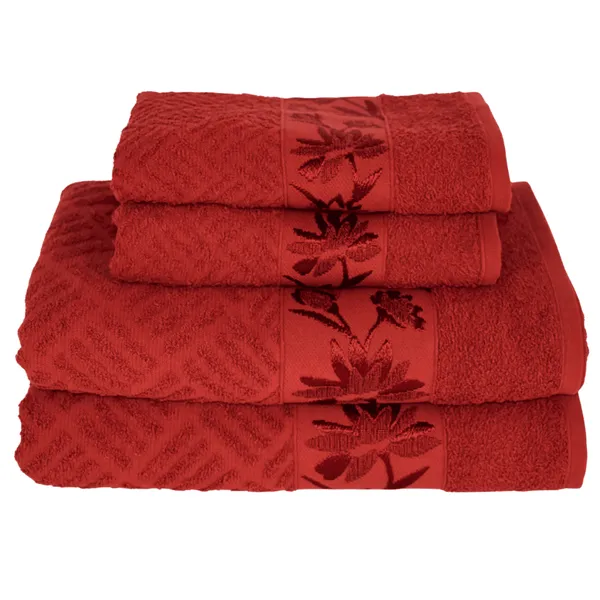 Kit 4 Toalhas Olympia 2 Banho + 2 Rosto 100% Algodão Premium Macias e Super Absorventes Flabom