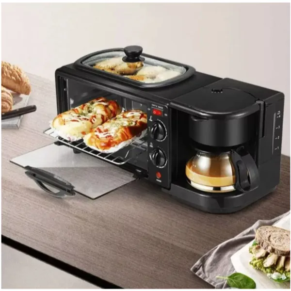 Forno Elétrico + Cafeteira + Grill Assadeira Grill Café da Manhã Premium 2800W VICCOLI 110V/220V