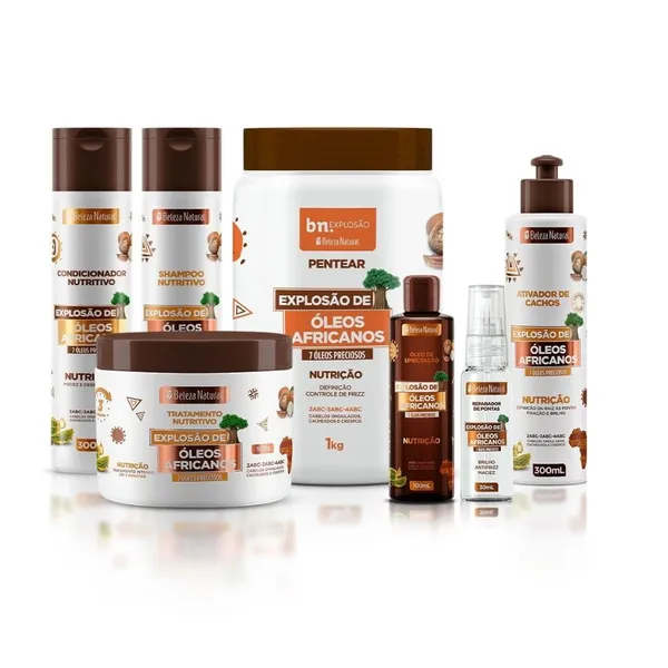 Kit Beleza Natural Linha Completa Explosão de Óleos Africanos bn.Cachos