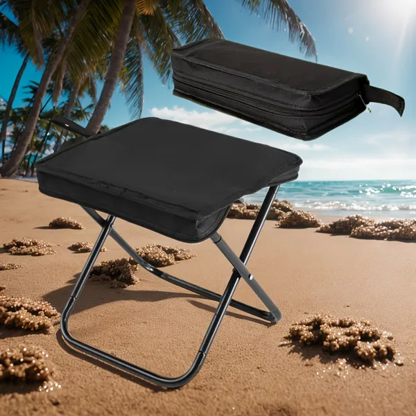 Banqueta Banquinho Dobrável Alumínio Camping C/ Bolsa Ziper