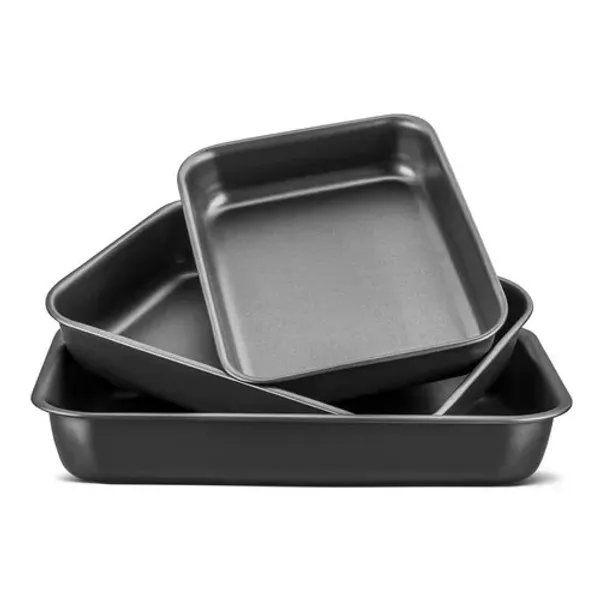 conjunto de assadeiras antiaderente retangular teflon alta formas de bolo pão de queijo 3 pcs preta