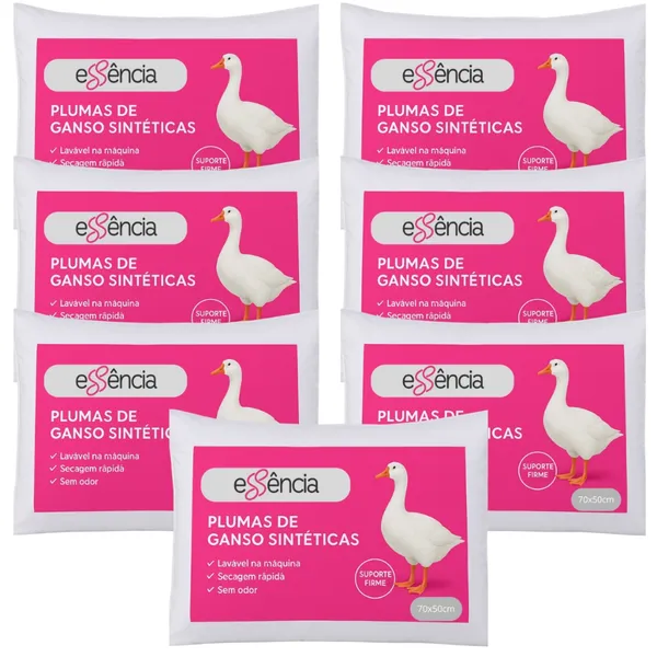 Kit 7 Travesseiro Pluma de Ganso Toque Macio Descanso Antiacaro 70x50cm Luxo