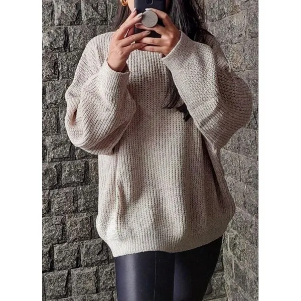 Blusa De Frio Feminina​ Em Tricot Mousse Oversized