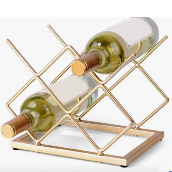 Adega Dourada Aramado Colmeia Decorativo 5/Garrafas Empalhável