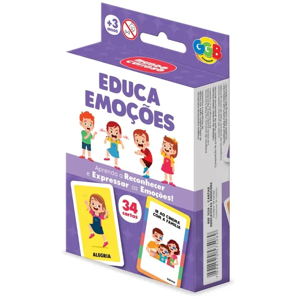 JOGO EDUCA EMOÇÕES 34 CARTAS GGB BRINQUEDO MESA IMAGENS EDUCATIVO BARALHO CRIANÇAS ALEGRIA EXPRESSAR