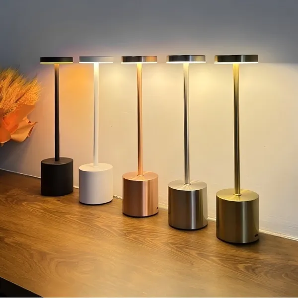 Luminária de Mesa 3 Tons Cabeceira Luxuosa Abajur Recarregável Escrivaninha LED Quarto Candeeiro