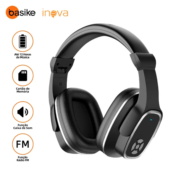 Basike Fones ouvido bluetooth sem fio Alto-falante viva-voz com microfone embutido graves potentes
