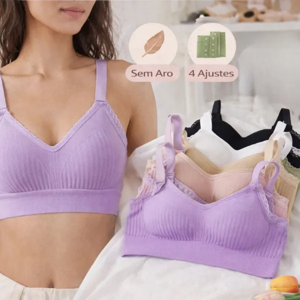 Top Feminino Sutiã Poliamida Sem Aro com 4 Ajustes Confortável Básico Reforçado de Microfibra