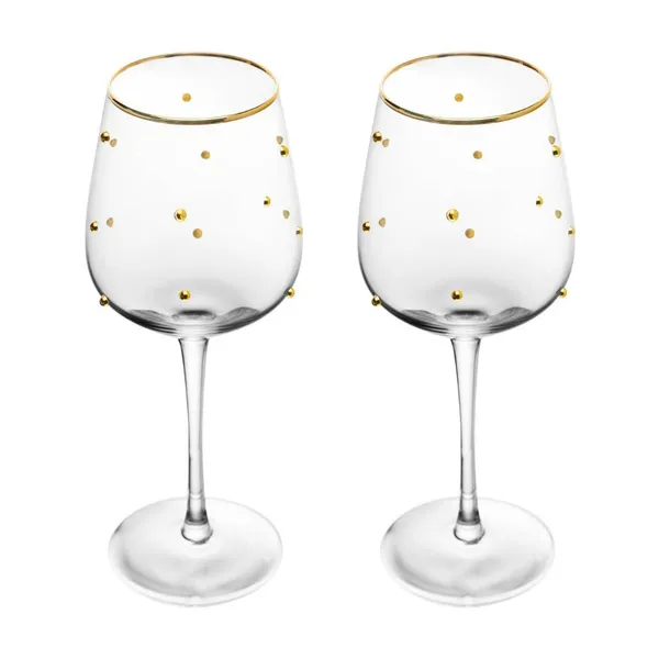 Conjunto 2 Taças P/ Vinho Balls Fio de Ouro 350ml Vidro - Wolff