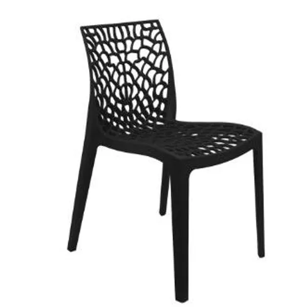 Cadeira Gruvyer Preto Para Mesa de Jantar Polipropileno Vazado
