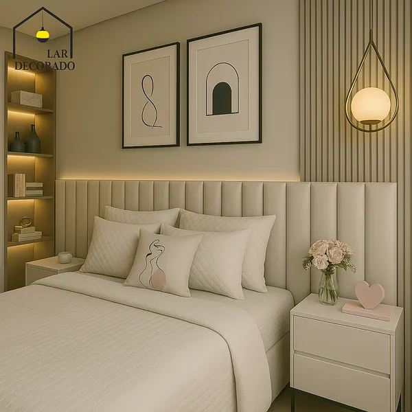 Kit 20 Placas Cabeceira Estofada 60x20cm | Modular e Autocolante