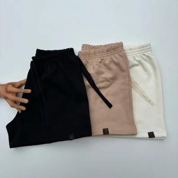 Kit 3 short feminino básico de moletom