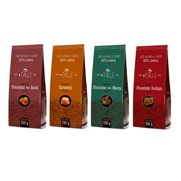 Kit 4 Cafés Torrado E Moído Aromatizados - Todos os Aromas