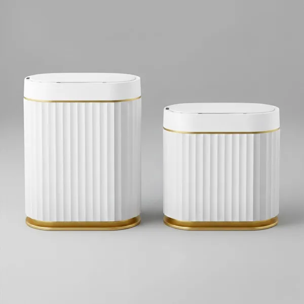 Lixeira Automática Sensor de Movimento Compacta Oval 5 e 7 Litros À Prova d`Água Pia Bancada Cozinha Banheiro Escritório