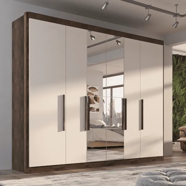 Guarda Roupa Casal Valencia 6 Portas​ 6 Gavetas C/ Espelho