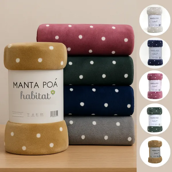 Cobertor de Microfibra Manta Queen Antialérgico Estampado Poá Quentinho