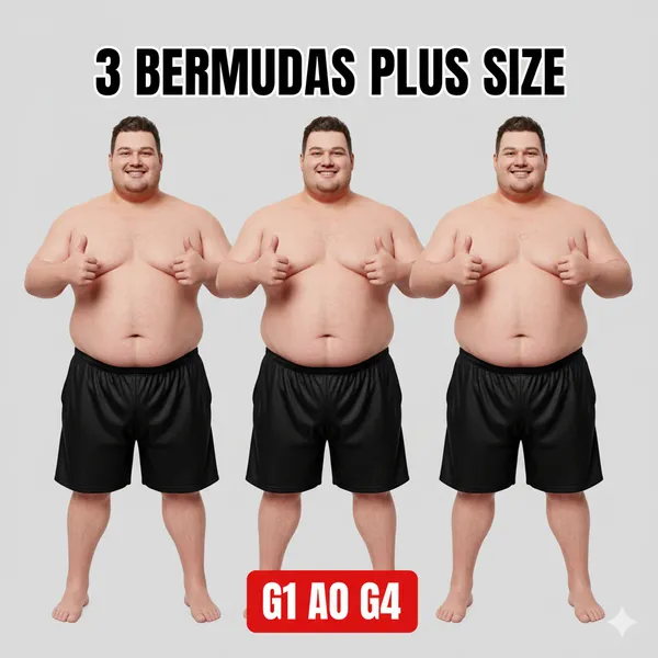 🔥 Kit 3 Bermudas Plus Size Masculina G1 ao G5 Super Conforto Secagem Rápida Preço Imbatível🔥 GRANDES ACIMA DO PESO TOP