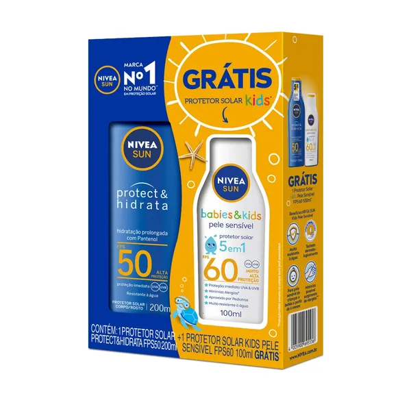 NIVEA KIT SUN Protect & Hidrata FPS 50 200ml + Babies & Kids FPS 60 100ml