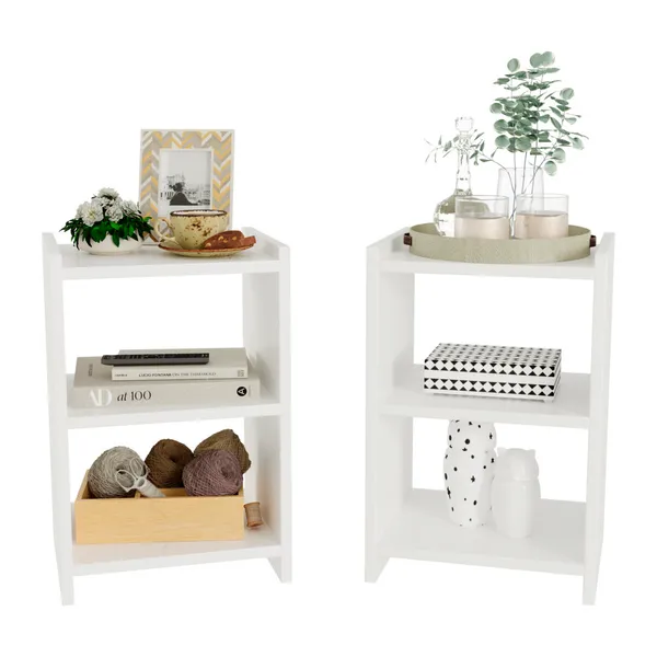 Kit 2 Mesas de cabeceira, com nicho, decoração retrô