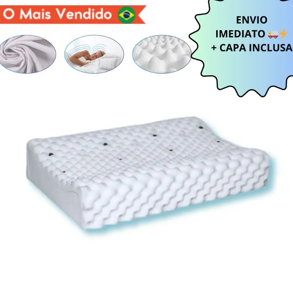 Travesseiro Cervical Ortopédico Pillow Magnético Infravermelho terapêutico, anti ronco, mais de 4mil vendidos