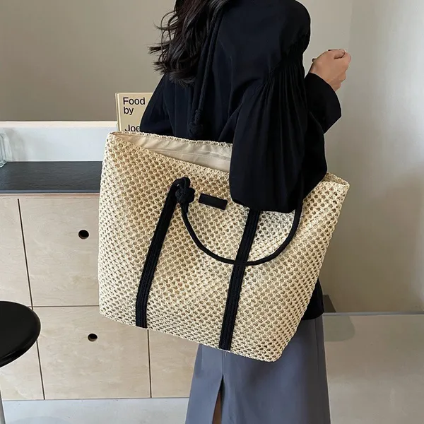 Bolsa de palha Bolsa de praia Bolsa de ombro Casual Simples Versátil