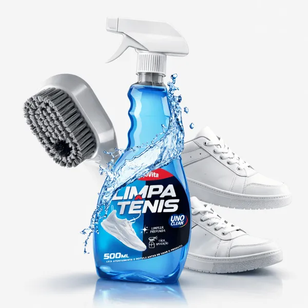 Kit Limpa Tênis + Escova Spray Premium Espuma de Limpeza Profunda Remove Manchas