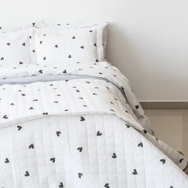 Cobre Leito Solteiro Casal Padrão Queen King com porta travesseiro Percal 150 fios estampado Dorama Coração Essencialle