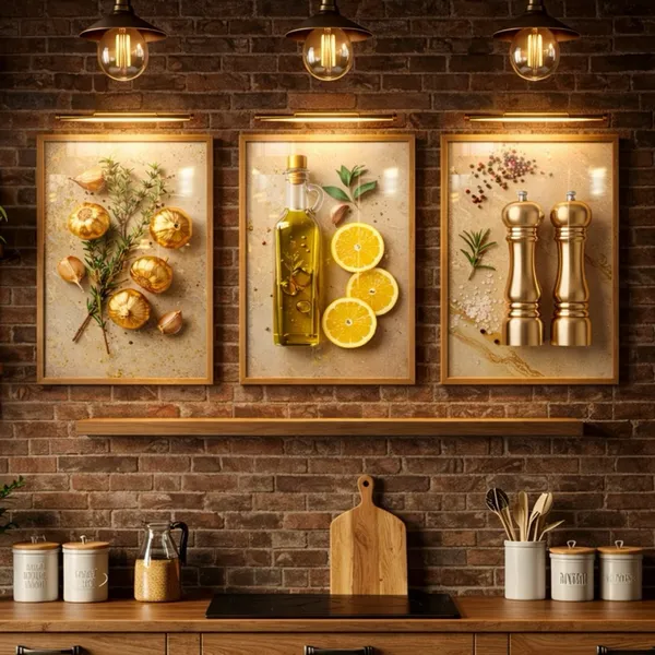 Quadros Decorativos 3 Peças Para Cozinha Condimentos Temperos Área Gourmet