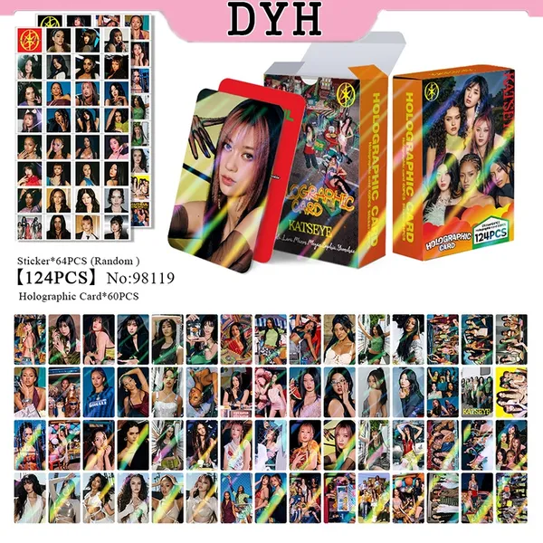 124 Pçs Caixa KATSEYE Photocards LOMO Holográfico