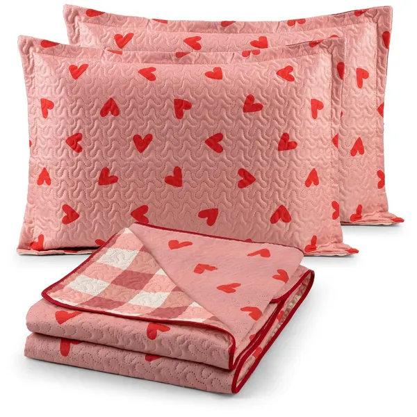 Kit Cobre Leito Casal 3 Peças Dupla Face Bouti 170 Fios Estampado Cama Box