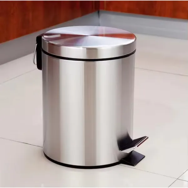 Lixeira Inox 5 Litros Cesto Com Pedal E Balde Removivél